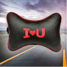 Подушка на подголовник автомобиля I love you из экокожи