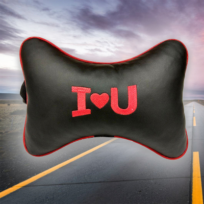Подушка на подголовник автомобиля из экокожи I love you